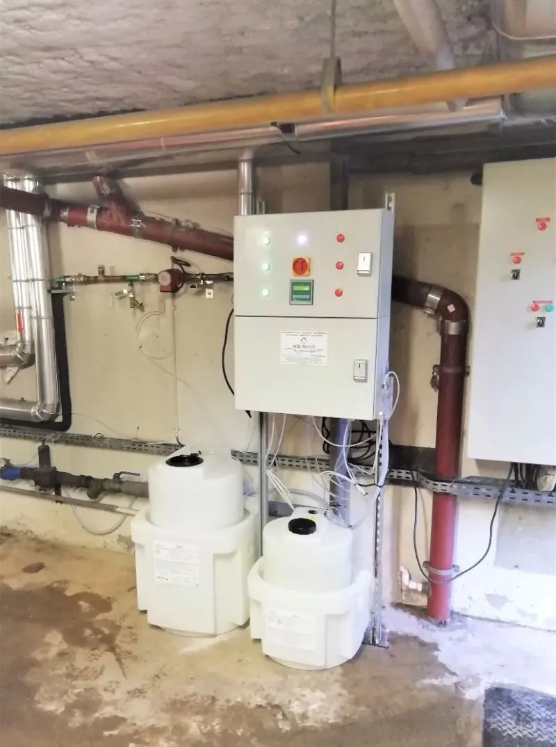 Station de désinfection automatisée mobile raccordée à une production d’eau chaude sanitaire